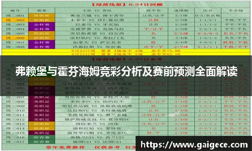 弗赖堡与霍芬海姆竞彩分析及赛前预测全面解读